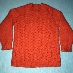 HANDMADE knitted sweater orange crew neck, long sleeves, size 2T